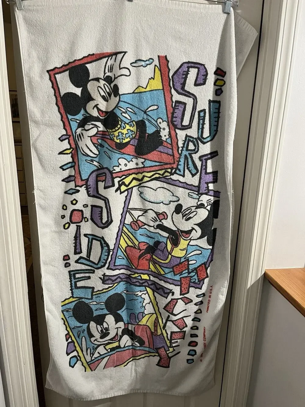 Vintage Franco Surf Side Mickey Disney 30x56 Beach Towel USA